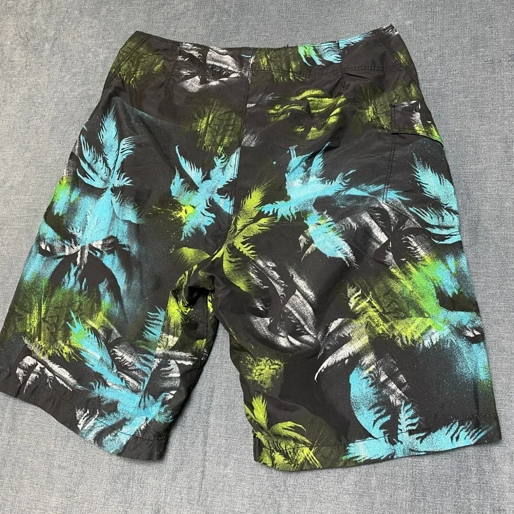 Fox Riders Co. Board Shorts Mens 34 Black Tropical Drawstring Surfing Beach Wear